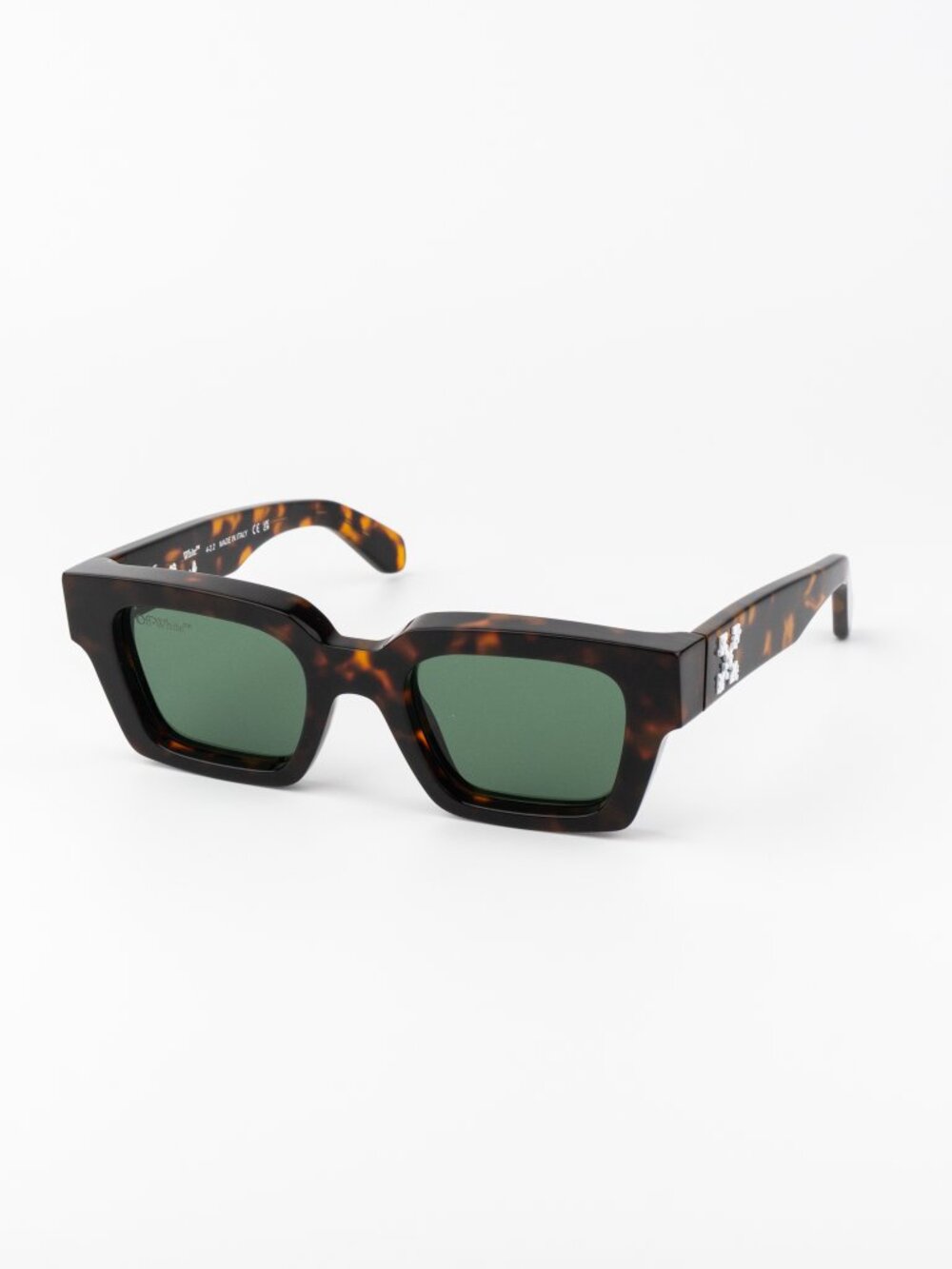 Off-White VIRGIL Men Sunglasses Havana Green Square OERI008 2645 NEW AUTHENTIC